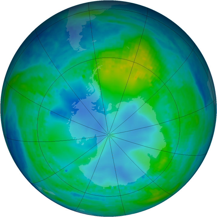 Antarctic ozone map for 14 May 2004